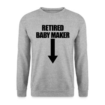 Pensionierter Babyhersteller Arrow Herren Vasektom - Unisex Pullover - Weißgrau meliert - Vorne - Alina (178cm) & Michal (187cm)