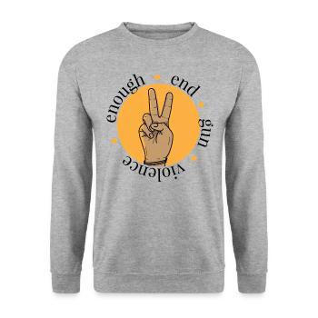 Genug Ende Waffengewalt Friedenszeichen Ende Gewal - Unisex Pullover - Weißgrau meliert - Vorne - Alina (178cm) & Michal (187cm)