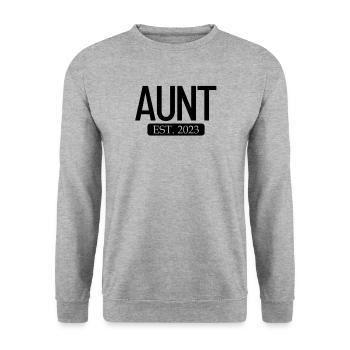 Tante Est. 2023 neue Tante Geschenk Frauen Tante T - Unisex Pullover - Weißgrau meliert - Vorne - Alina (178cm) & Michal (187cm)