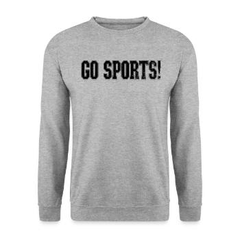 Gehen Sie Sport! Lustiger Vintage Sport ahnungslos - Unisex Pullover - Weißgrau meliert - Vorne - Alina (178cm) & Michal (187cm)