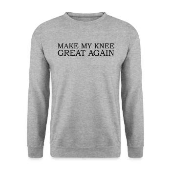 Machen Sie mein Knie wieder gut Knieersatz Operati - Unisex Pullover - Weißgrau meliert - Vorne - Alina (178cm) & Michal (187cm)
