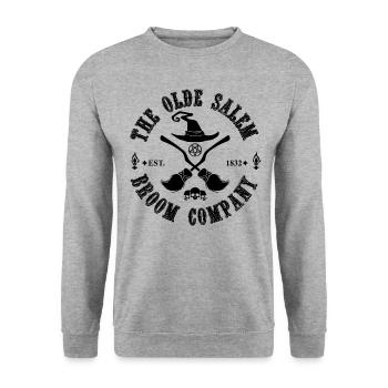 Die Olde Salem Broom Company Est 1832 Salem Witch - Unisex Pullover - Weißgrau meliert - Vorne - Alina (178cm) & Michal (187cm)