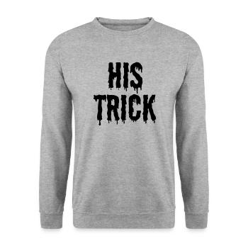 Sein Trick ihr Behandlungs -Matching -Paar Hallowe - Unisex Pullover - Weißgrau meliert - Vorne - Alina (178cm) & Michal (187cm)