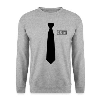 Milch Mann Kost�m Halloween Kost�m Milch Mann - Unisex Pullover - Weißgrau meliert - Vorne - Alina (178cm) & Michal (187cm)