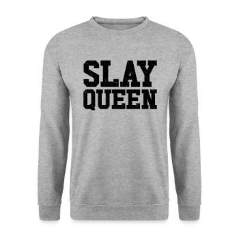 Slay Queen Slay Girl Motivation Frauen Slay Queen - Unisex Pullover - Weißgrau meliert - Vorne - Alina (178cm) & Michal (187cm)