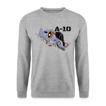 A-10 Warthog Milit�rflugzeug A10 Thunderbird A10 - Unisex Pullover - Weißgrau meliert - Vorne - Alina (178cm) & Michal (187cm)