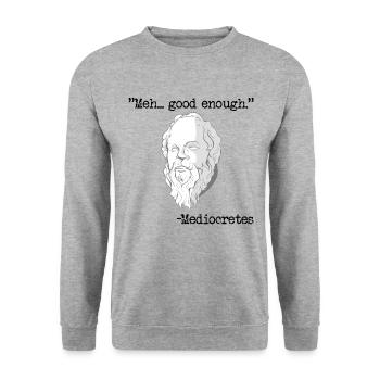 Meh ... gut genug mediocretes philosophie - Unisex Pullover - Weißgrau meliert - Vorne - Alina (178cm) & Michal (187cm)