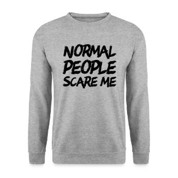 Normale Leute machen mir Angst - Unisex Pullover - Weißgrau meliert - Vorne - Alina (178cm) & Michal (187cm)