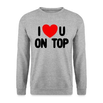 Ich liebe dich am Top -Humor f�r Erwachsene. Ich l - Unisex Pullover - Weißgrau meliert - Vorne - Alina (178cm) & Michal (187cm)