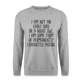 Ich bin kein Fr�hbucher lustiger sarkastisch ersch - Unisex Pullover - Weißgrau meliert - Vorne - Alina (178cm) & Michal (187cm)