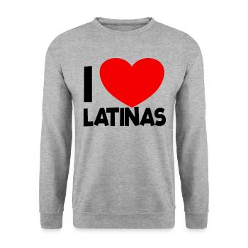 Ich liebe Latinas Rote Herz Latina Freundin Latina - Unisex Pullover - Weißgrau meliert - Vorne - Alina (178cm) & Michal (187cm)