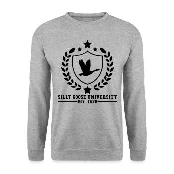 Silly Goose University gegr�ndet 1576 GansSilly Go - Unisex Pullover - Weißgrau meliert - Vorne - Alina (178cm) & Michal (187cm)