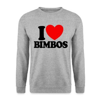 Ich liebe Bimbos Bimbo -Puppen lustige Herren Ich - Unisex Pullover - Weißgrau meliert - Vorne - Alina (178cm) & Michal (187cm)