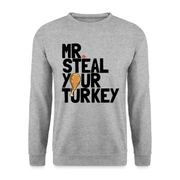 Mr Steal Ihre Truthahnjungen Kleinkind Thanksgivin - Unisex Pullover - Weißgrau meliert - Vorne - Alina (178cm) & Michal (187cm)