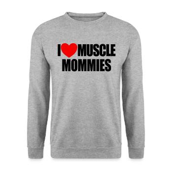 Ich liebe Muskelmamies Red Heart Muskel Mommies - Unisex Pullover - Weißgrau meliert - Vorne - Alina (178cm) & Michal (187cm)