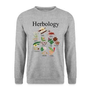 Kr�uterpflanze Lady Kr�uter -Blumengarten Herbolog - Unisex Pullover - Weißgrau meliert - Vorne - Alina (178cm) & Michal (187cm)