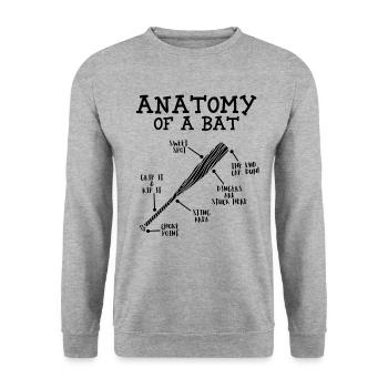 Anatomie eines Fledermaus -Baseballspieler -Baseba - Unisex Pullover - Weißgrau meliert - Vorne - Alina (178cm) & Michal (187cm)