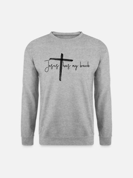 Jesus hat meinen hinteren Kreuz christlichen Gl�ub - Unisex Pullover - Weißgrau meliert