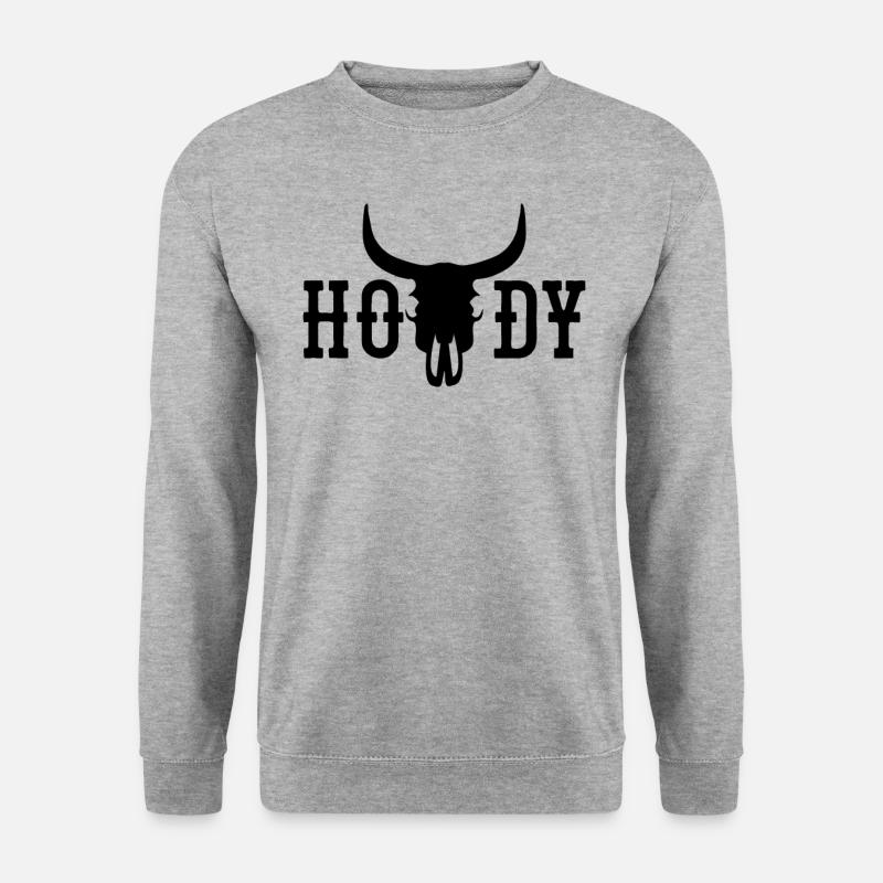 Howdy Cow Skull Western Cowboy Rodeo Howdy Howdy - Unisex Pullover - Weißgrau meliert