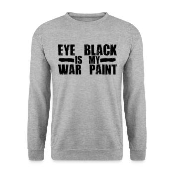 Eye Black ist mein Kriegsfarben Baseball -Spielerj - Unisex Pullover - Weißgrau meliert - Vorne - Alina (178cm) & Michal (187cm)