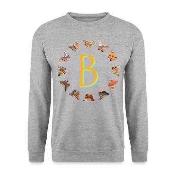 Papillons E 56 B - Sweat-shirt Unisexe - gris chiné - Devant - Alina (178cm) & Michal (187cm)