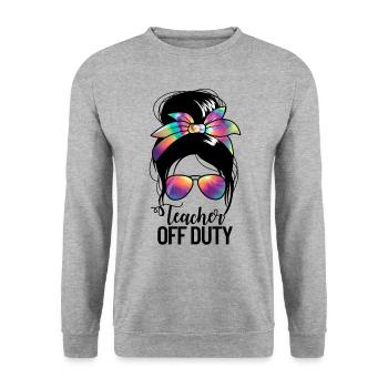 Lehrer au�erhalb des Dienstes Frauen -Messy Br�tch - Unisex Pullover - Weißgrau meliert - Vorne - Alina (178cm) & Michal (187cm)