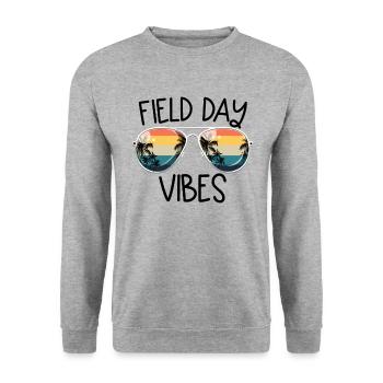 Field Day Vibes �ler Kinder Lehrer Field Tag - Unisex Pullover - Weißgrau meliert - Vorne - Alina (178cm) & Michal (187cm)