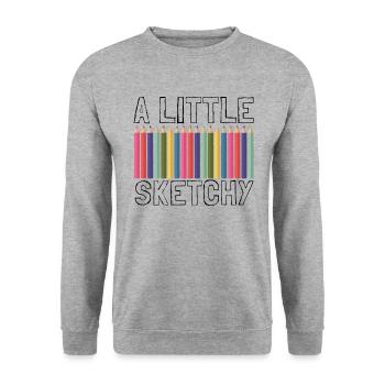 Ein kleiner skizzenhafter Kunstlehrer liebt es, sk - Unisex Pullover - Weißgrau meliert - Vorne - Alina (178cm) & Michal (187cm)