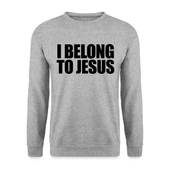 Ich geh�re dem christlichen Glauben an Jesus Glaub - Unisex Pullover - Weißgrau meliert - Vorne - Alina (178cm) & Michal (187cm)