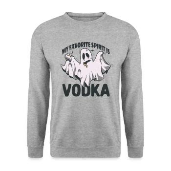 Mein Lieblingsgeist ist Wodka Halloween Wodka Ghos - Unisex Pullover - Weißgrau meliert - Vorne - Alina (178cm) & Michal (187cm)