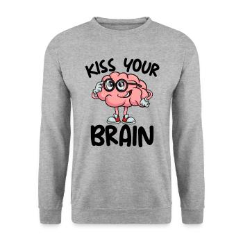 Küss dein Gehirn, s��er Lehrer zur�ck in die Schul - Unisex Pullover - Weißgrau meliert - Vorne - Alina (178cm) & Michal (187cm)