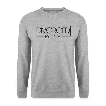 Geschiedener Est. 2024 Endlich geschieden geschied - Unisex Pullover - Weißgrau meliert - Vorne - Alina (178cm) & Michal (187cm)