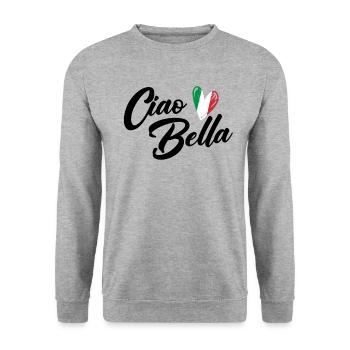 Ciao Bella Italienisch Hallo Auf Wiedersehen besuc - Unisex Pullover - Weißgrau meliert - Vorne - Alina (178cm) & Michal (187cm)