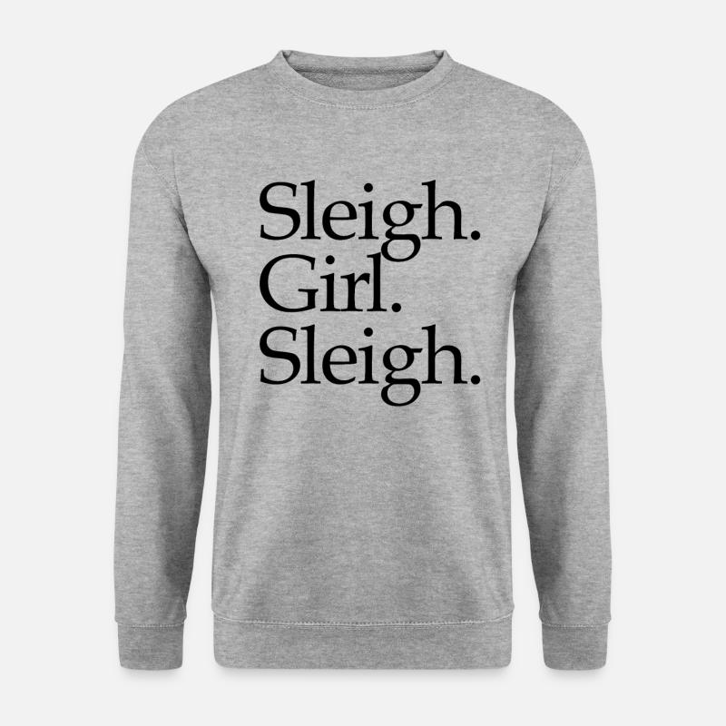 Schlittenmädchen Schlitten Weihnachten Schlitten d - Unisex Pullover - Weißgrau meliert