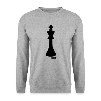 King Kostüm Schachspiel Schachspieler Black King - Unisex Pullover - Weißgrau meliert - Vorne - Alina (178cm) & Michal (187cm)