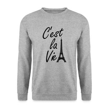 C'est la Vie Paris Frankreich Urlaub Das ist das L - Unisex Pullover - Weißgrau meliert - Vorne - Alina (178cm) & Michal (187cm)