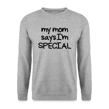 Meine Mutter sagt, ich bin besondere Kinder, die p - Unisex Pullover - Weißgrau meliert - Vorne - Alina (178cm) & Michal (187cm)