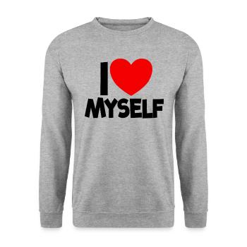 Ich liebe mich selbst rotes Herz Selbstliebe Bestä - Unisex Pullover - Weißgrau meliert - Vorne - Alina (178cm) & Michal (187cm)