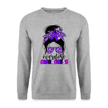 Overdose Awareness Messy Bun Over - Unisex Sweatshirt - salt & pepper - Front - Alina (178cm) & Michal (187cm)