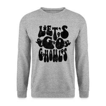 Lass uns Ghuls lustige Retro Halloween Girls gehen - Unisex Pullover - Weißgrau meliert - Vorne - Alina (178cm) & Michal (187cm)