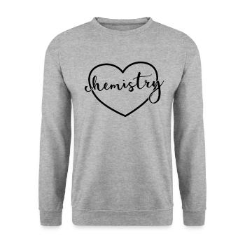Chemie Herz zurück in die Schule Chemielehrer - Unisex Pullover - Weißgrau meliert - Vorne - Alina (178cm) & Michal (187cm)