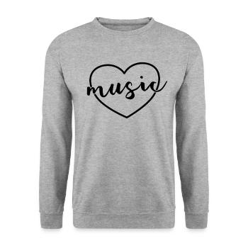 Music Heart Back to School Band Musiklehrer - Unisex Pullover - Weißgrau meliert - Vorne - Alina (178cm) & Michal (187cm)