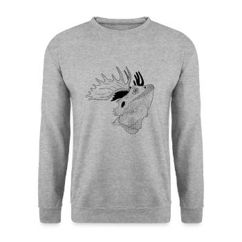 Chimera: Bearded Droose (Bearded Dragon x Moose) - Unisex Sweatshirt - salt & pepper - Front - Alina (178cm) & Michal (187cm)