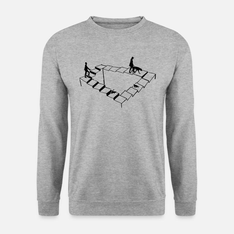 Optische Illusionsarchitekte Penrose Stufen Illusi - Unisex Pullover - Weißgrau meliert