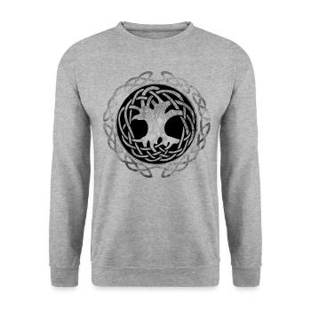 Yggdrasil, Baum des Lebens, Nordisch, Lebensbaum - Unisex Pullover - Weißgrau meliert - Vorne - Alina (178cm) & Michal (187cm)