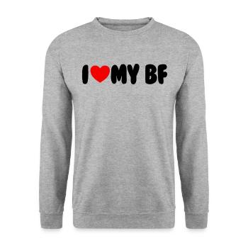 Ich liebe mein BF Red Heart Matching Couple Boyfri - Unisex Pullover - Weißgrau meliert - Vorne - Alina (178cm) & Michal (187cm)
