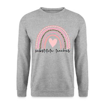Vertretungslehrer Boho Rainbow Zurück zur Schule - Unisex Pullover - Weißgrau meliert - Vorne - Alina (178cm) & Michal (187cm)