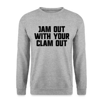 Jammen Sie mit Ihrem Clam Out Redneck White Trash - Unisex Pullover - Weißgrau meliert - Vorne - Alina (178cm) & Michal (187cm)