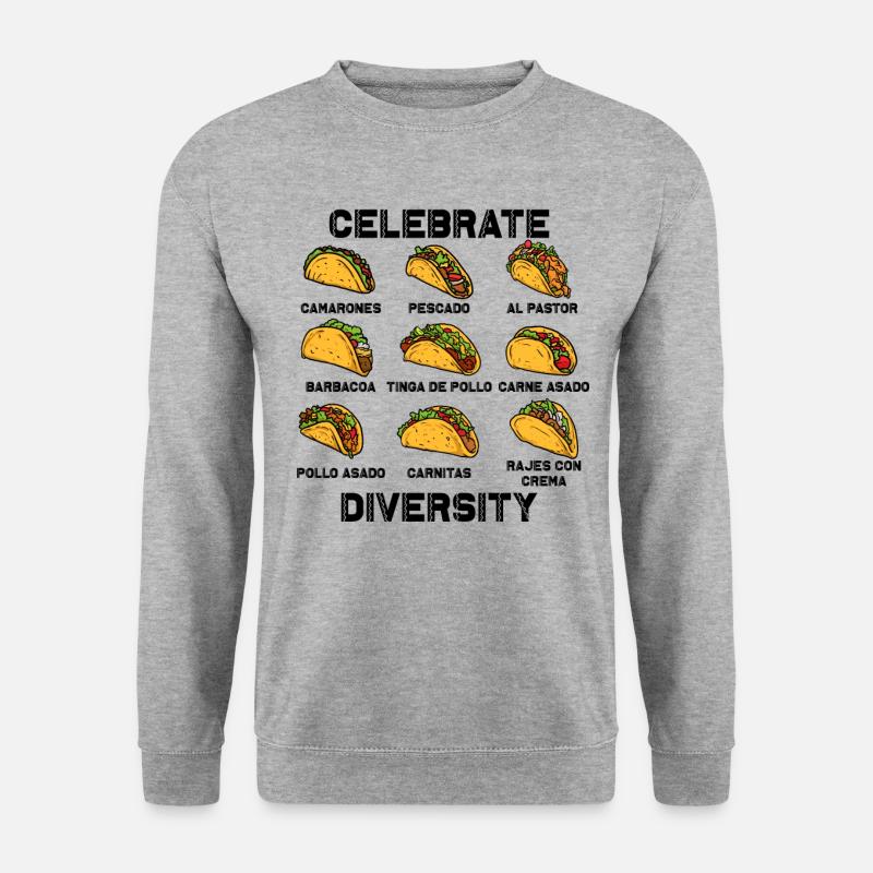 Feiern Sie die Vielfalt. Lustiger Cinco De Mayo Ta - Unisex Pullover - Weißgrau meliert