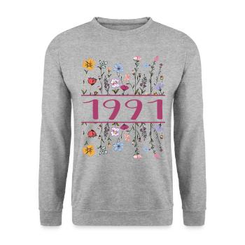 1991 Legendär Seit 1991 Geburtstag 1991 Frauen - Unisex Pullover - Weißgrau meliert - Vorne - Alina (178cm) & Michal (187cm)